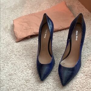 Miu Miu Blue Snakeskin Women's Heels EU 41